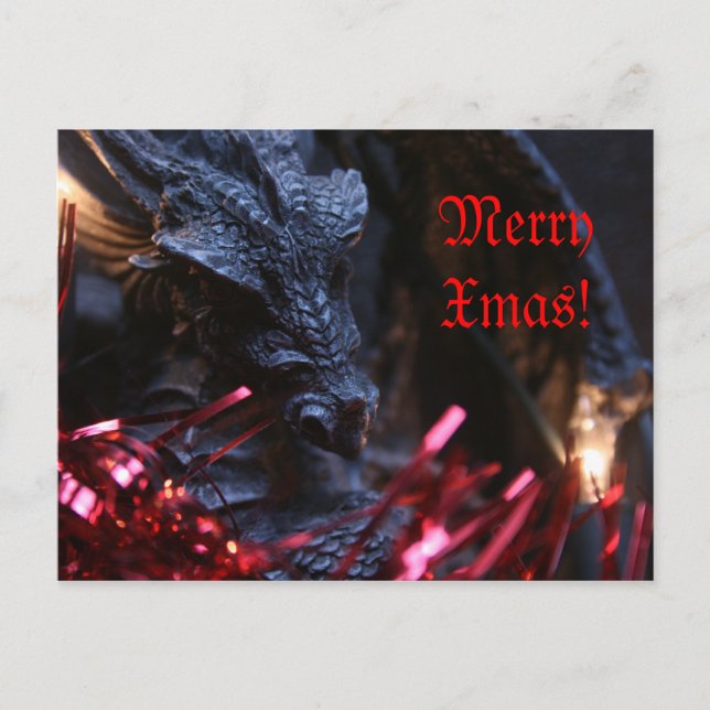 Merry Xmas Dragon Feiertagspostkarte (Vorderseite)