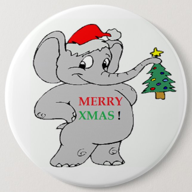 "MERRY XMAS" ELEPHANT BUTTON (Vorderseite)
