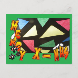 Merry Xmas: Glass Pattern & Stars Postkarte