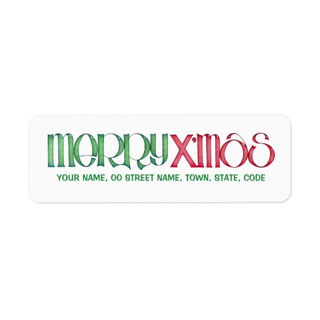 Merry X'mas green Return Address Label (Vorne)