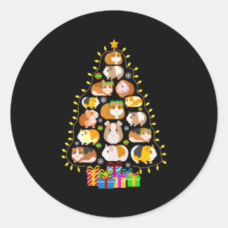 Merry Xmas Guinea Pig Weihnachtsbaumleuchten Runder Aufkleber