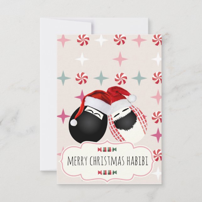 Merry Xmas HABIBI Frau Egg Card Einladung (Vorderseite)