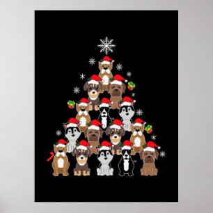Merry Xmas Hund Weihnachtsbaum Poster