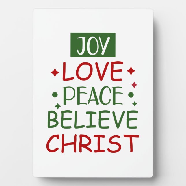Merry Xmas Joy Liebe Friedensglaube Fotoplatte (Vorderseite)