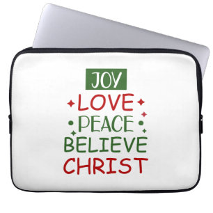Merry Xmas Joy Liebe Friedensglaube Laptopschutzhülle