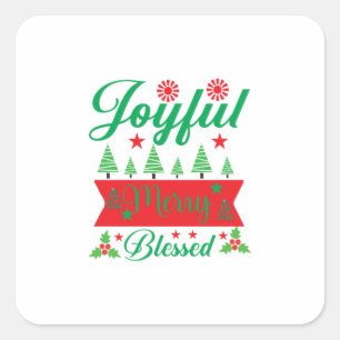 Merry Xmas Joyful Merry gesegnet Quadratischer Aufkleber