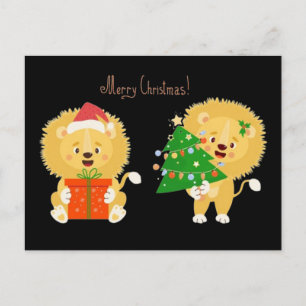 Merry Xmas Lion Cubs Postkarte