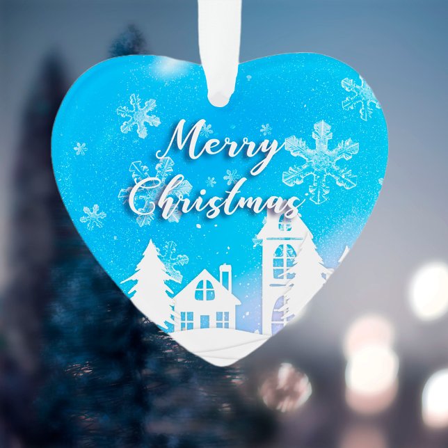 Merry Xmas neues Jahr 2023 Blauer Schnee im Weißen Ornament (Von Creator hochgeladen)