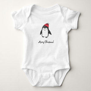 Merry Xmas Niedlich Happy Pinguin in Red Winter Ha Baby Strampler