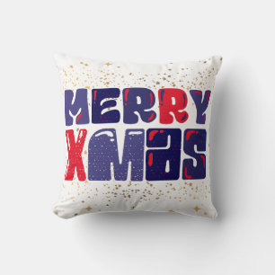 Merry Xmas Niedlich Red Blue Gold Kissen