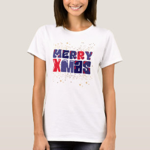 Merry Xmas Niedlich Red Blue Gold T-Shirt