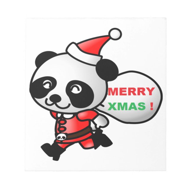 "MERRY XMAS" PANDA BEAR SANTA NOTIZBLOCK (Vorderseite)