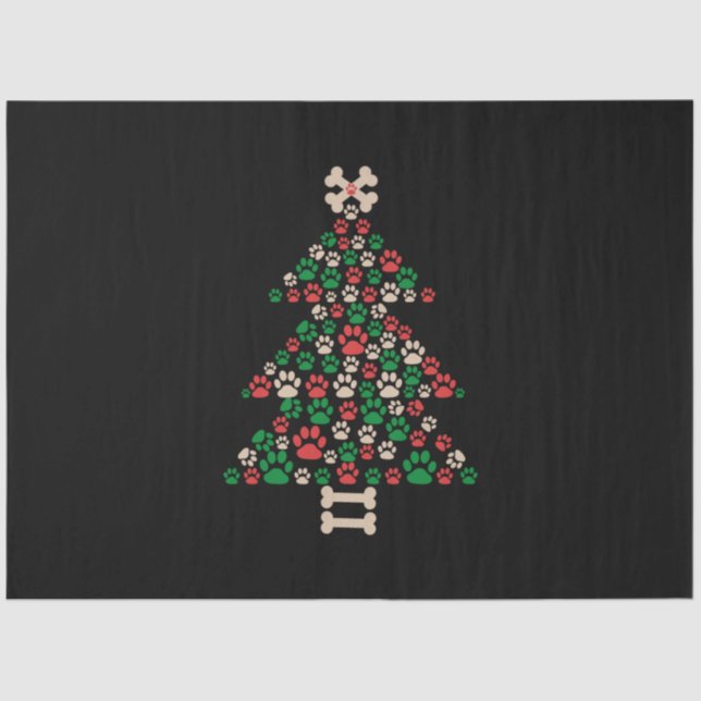 Merry Xmas Paw Prints Dog Christmas Tree Seidenpapier (Vorderseite)