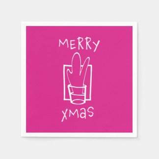 Merry Xmas Pink Serviette