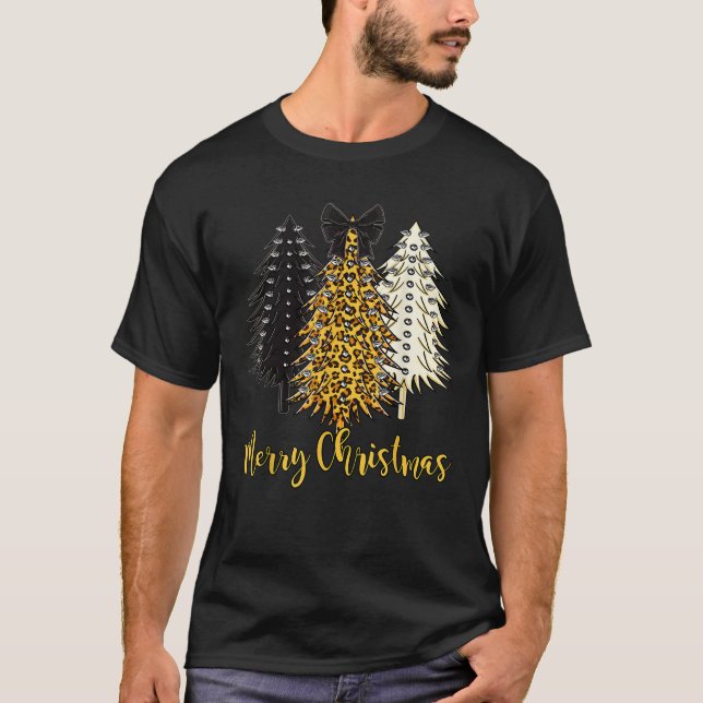 Merry Xmas Punk Rock Animal Leopard Weihnachtsbaum T-Shirt (Vorderseite)