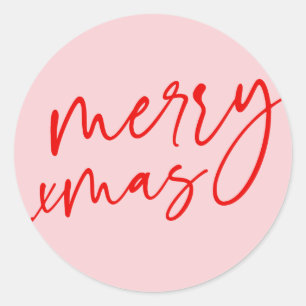 Merry Xmas Red und Pink Script Sticker
