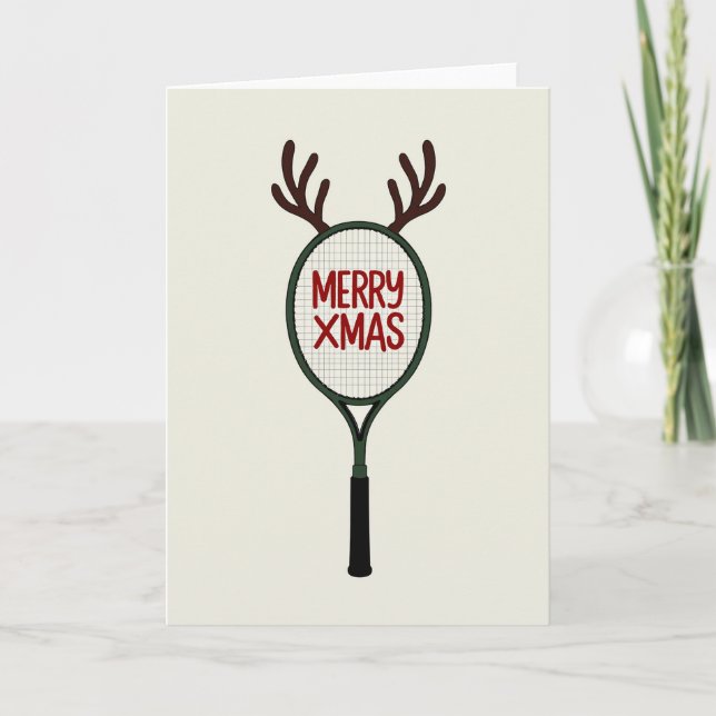 Merry Xmas Reindeer Tennis Card Karte (Vorderseite)