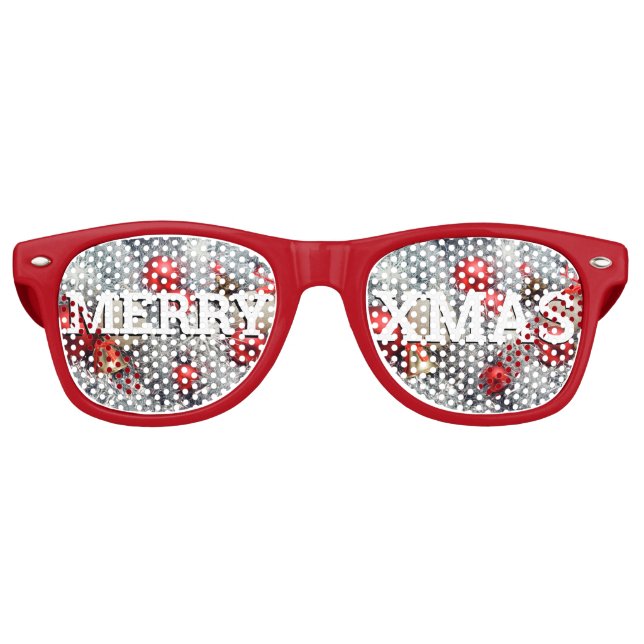 MERRY XMAS Retro Shades / Fun Party Sonnenbrille (Vorderseite)