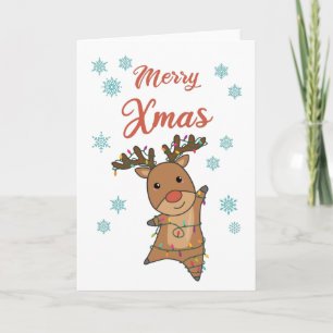 Merry Xmas Rudolph Red Nose Reindeer Niedlicher Ti Karte