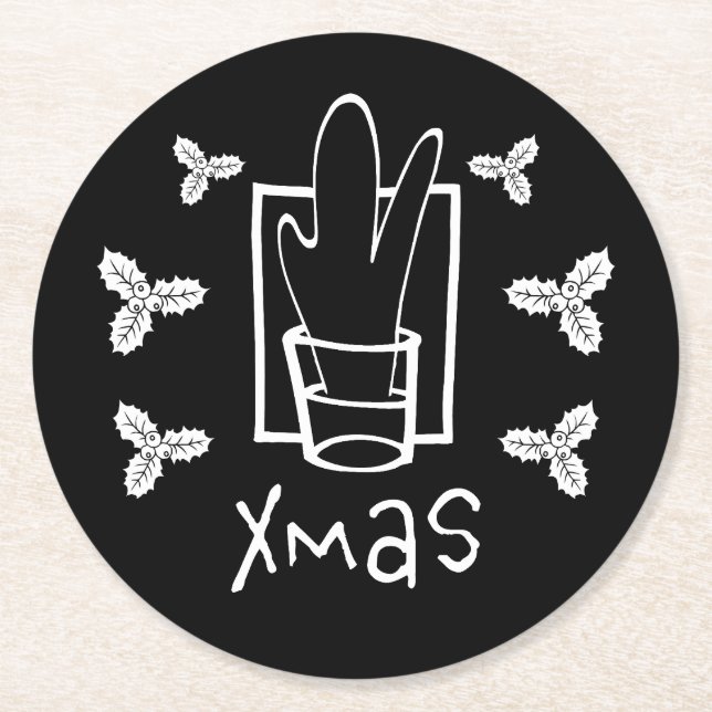 Merry Xmas Runder Pappuntersetzer (Vorderseite)