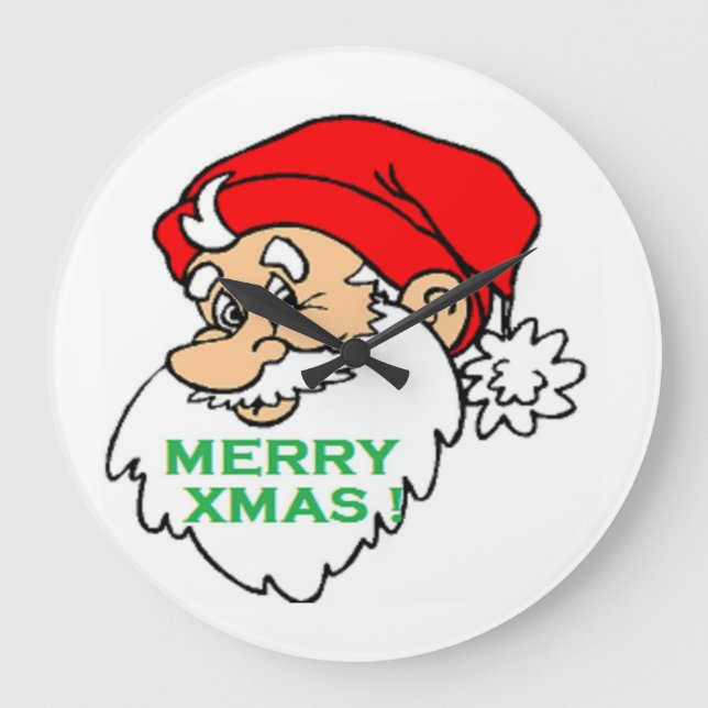 "MERRY XMAS" SANTA GROßE WANDUHR (Vorderseite)