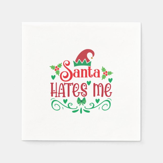 Merry Xmas Santa Hates Me Serviette (Vorderseite)