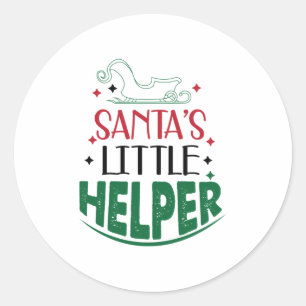 Merry Xmas Santas Little Helper Runder Aufkleber