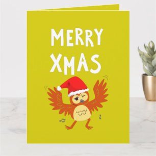 Merry Xmas tanzendes Owl Karte
