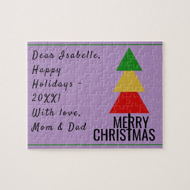 MERRY XMAS TREE TRIANGLE SHAPPE CHRISTMAS STRUMPF PUZZLE (Horizontal)