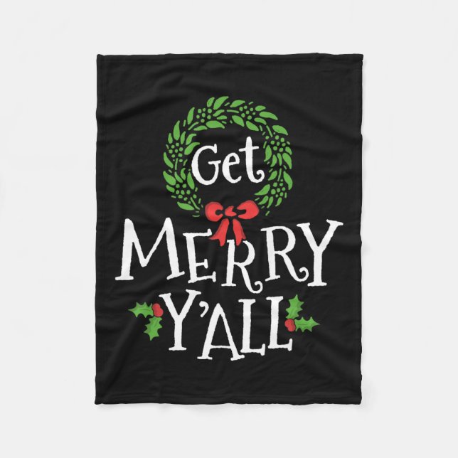 Merry Y'all Southern Slang Texas Xmas Familie C Fleecedecke (Vorderseite)