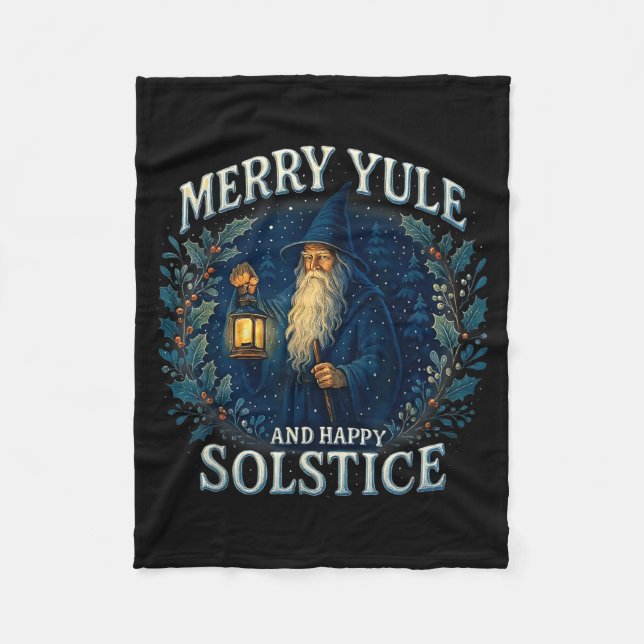 Merry Yule And Happy Solstice Mystic Winter Quote  Fleecedecke (Vorderseite)