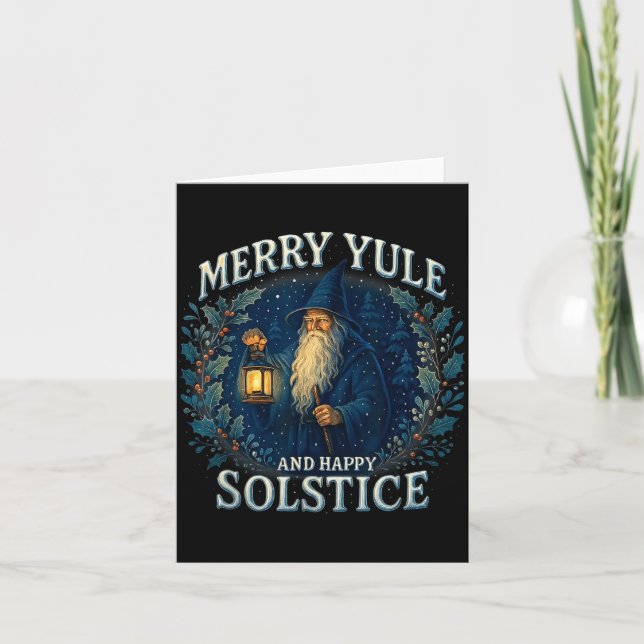 Merry Yule And Happy Solstice Mystic Winter Quote  Karte (Vorderseite)