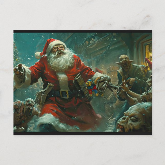 Merry Zombie Christmas Postcard Postkarte (Vorderseite)