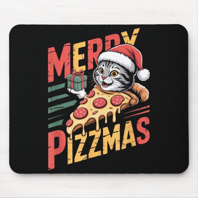 Merry Zzmas Christmas Cat Funny Zza Lover Xmas Cat Mousepad (Vorne)
