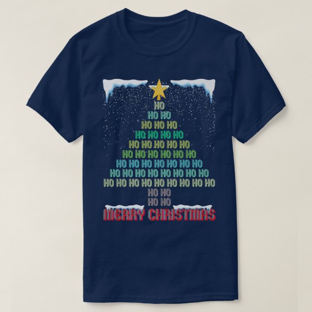 MerryChristmas Tree Ho Ho Snow Retro Video Gamer V T-Shirt (Design vorne)
