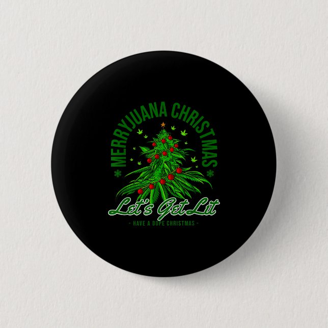 Merryjuana Christmas Christmas Weed T Roll  Button (Vorderseite)