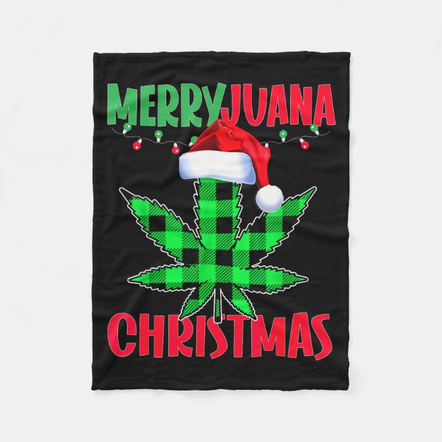 Merryjuana Weed Leaf Funny Christmas Pajama X-mas  Fleecedecke (Vorderseite)