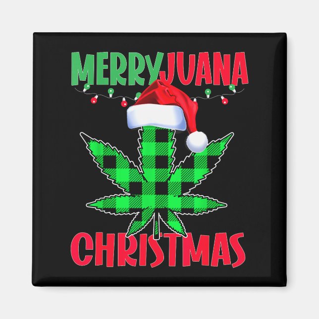 Merryjuana Weed Leaf Funny Christmas Pajama X-mas  Magnet (Vorne)