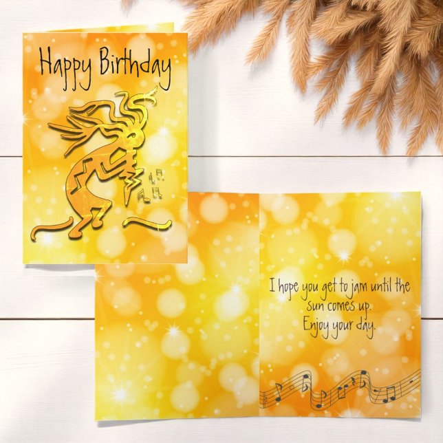 Merrymaker Kokopelli Musical Notes Template Karte (Cover and inside greeting template Kokopelli )