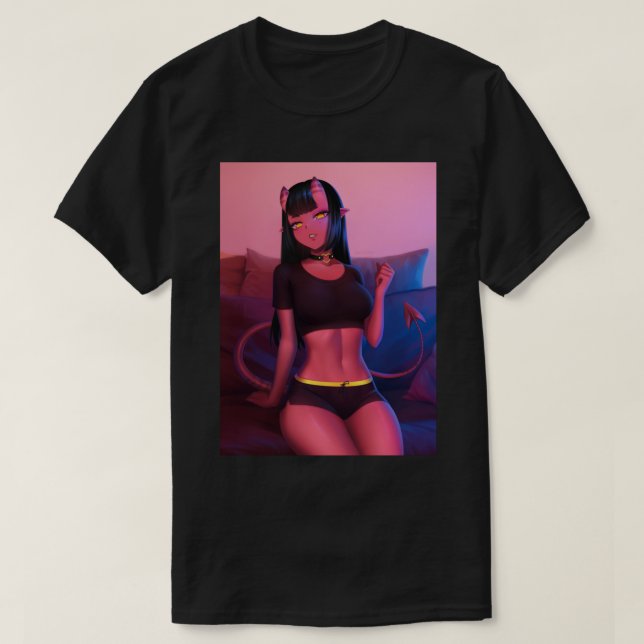 Meru the Succubus Meru the Demon Girl Black Borde T-Shirt (Design vorne)