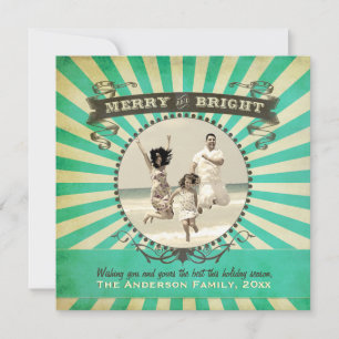Merue und Bright Retro Foto Holiday Card - Blau Feiertagskarte