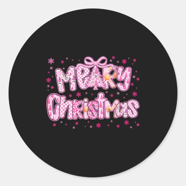 Mery Christmas Cute Nk Coquette Pajamas Xmas Women Runder Aufkleber (Vorderseite)