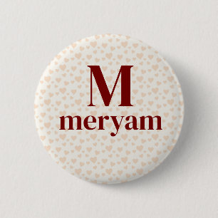 Meryam Monogram mit dem Hintergrundert-Abzeichen f Button