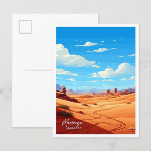 Merzouga Marokko Reise Vintage-Illustration Postkarte