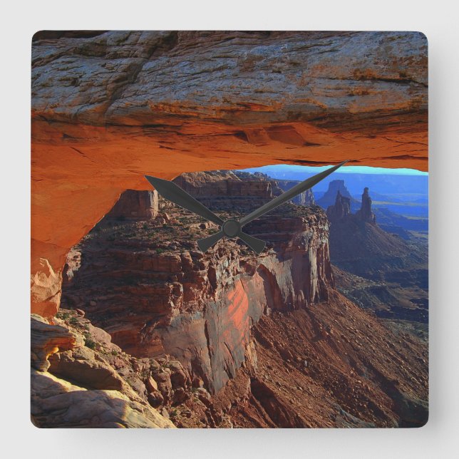 Mesa Arch at Sunrise, Utah Quadratische Wanduhr (Vorderseite)