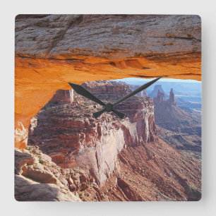 Mesa Arch at Sunrise, Utah Quadratische Wanduhr