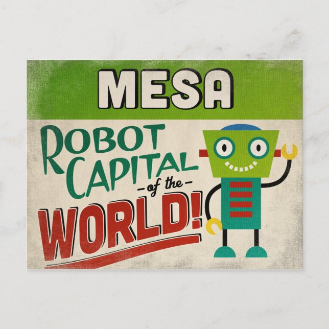 Mesa Arizona Robot - Funny Vintag Postkarte (Vorderseite)
