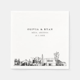 Mesa Arizona Skyline Wedding Paper Cocktail Napkin Serviette