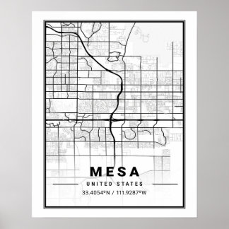 Mesa Arizona USA Reise Stadtplan Poster