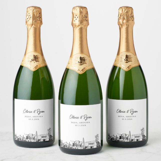 Mesa Arizona Wedding Personalisiert Champagne Labe (Flaschen)